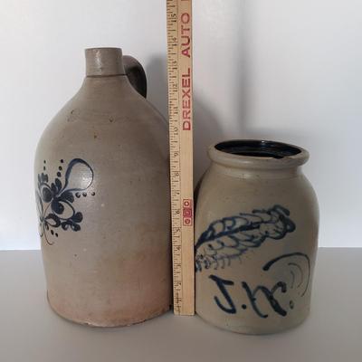 LOT 122: Vintage Salt Glazed Stoneware Jug & Crock
