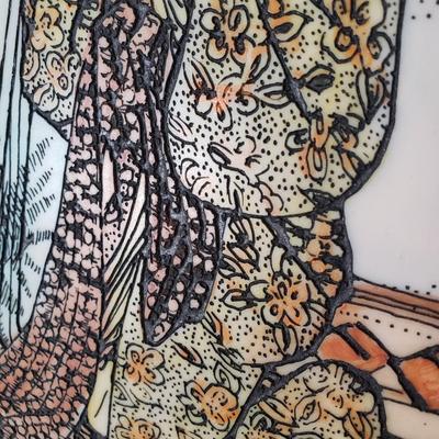 LOT 126: Geisha Art Intaglio Resin Etching