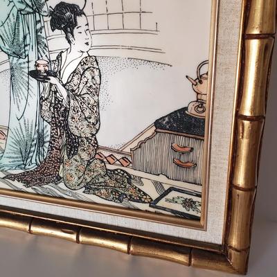 LOT 126: Geisha Art Intaglio Resin Etching