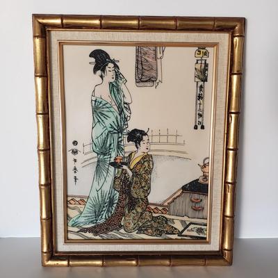LOT 126: Geisha Art Intaglio Resin Etching