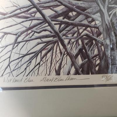 LOT 128: "Great Blue Heron" by Lawrence Snyder Print Signed & Numbered