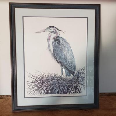 LOT 128: "Great Blue Heron" by Lawrence Snyder Print Signed & Numbered