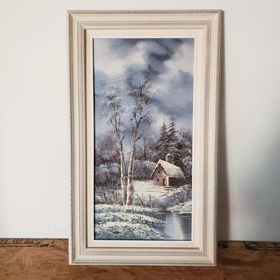 LOT 129: Winter Landscape Signed Oil Painting on Canvas