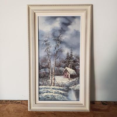 LOT 129: Winter Landscape Signed Oil Painting on Canvas