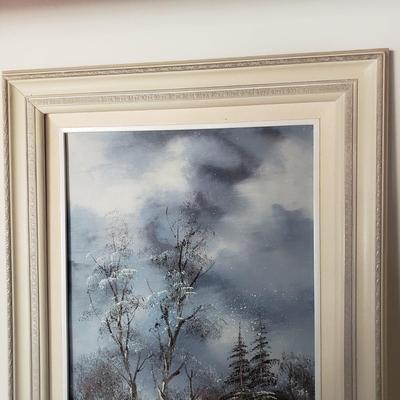 LOT 129: Winter Landscape Signed Oil Painting on Canvas