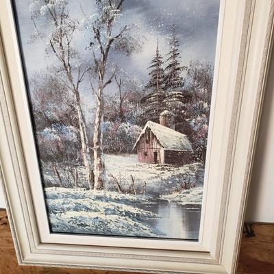 LOT 129: Winter Landscape Signed Oil Painting on Canvas