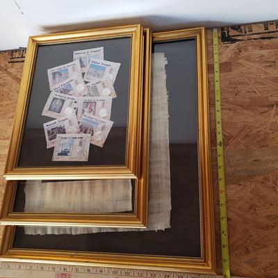 LOT 132: Egyptian Papyrus Art with Framed Collection of Souvenir Tickets from Egypt