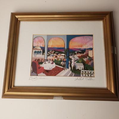 LOT 190: Signed Framed Art Prints-Jerusalem & Shabbat Table