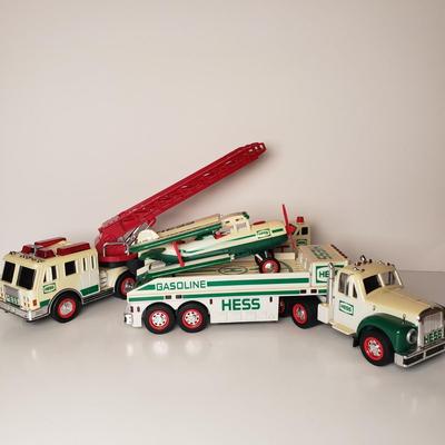 LOT 197: Hess Trucks-Space Shuttle, Helicopter, Airplane, Firetruck