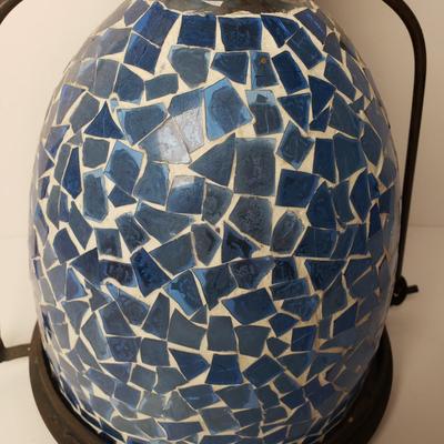 LOT 203: Celestial Sun & Moon Candle Holder & Glass Mosaic Lantern Candle Holder