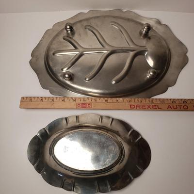 LOT 204: Pewter Collection-Pitcher, Trays, Platters, Decorative Bowl
