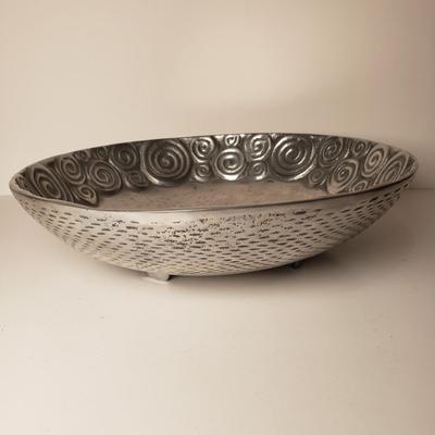 LOT 204: Pewter Collection-Pitcher, Trays, Platters, Decorative Bowl
