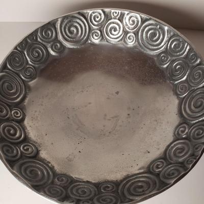 LOT 204: Pewter Collection-Pitcher, Trays, Platters, Decorative Bowl