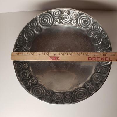 LOT 204: Pewter Collection-Pitcher, Trays, Platters, Decorative Bowl