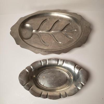 LOT 204: Pewter Collection-Pitcher, Trays, Platters, Decorative Bowl