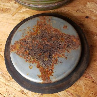 LOT 206: Swedish Enamelware Pitcher, Vintage Insulated Thermos, Blue Enamel Coffeepot, Pickle castor Stand with Tongs & Antique...