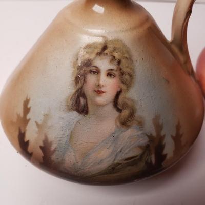 LOT 209: Hand Carved Wooden Mirror, Pair of Victorian Lady Ewers & More