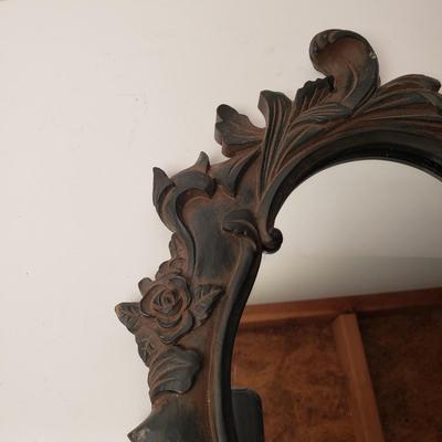 LOT 209: Hand Carved Wooden Mirror, Pair of Victorian Lady Ewers & More