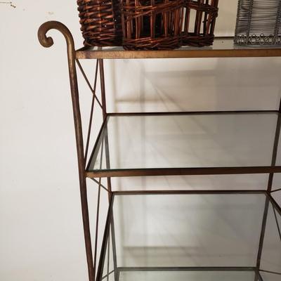 LOT 215: Vintage Metal Etagere with Glass Shelves