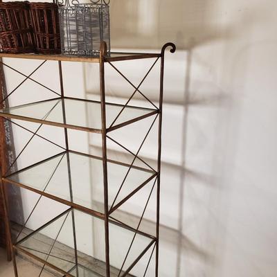LOT 215: Vintage Metal Etagere with Glass Shelves