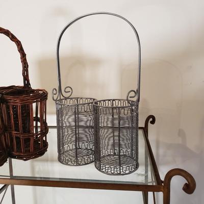 LOT 215: Vintage Metal Etagere with Glass Shelves