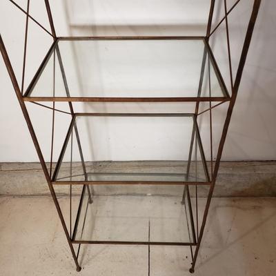 LOT 215: Vintage Metal Etagere with Glass Shelves