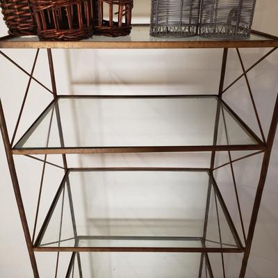 LOT 215: Vintage Metal Etagere with Glass Shelves
