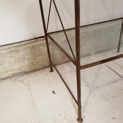 LOT 215: Vintage Metal Etagere with Glass Shelves