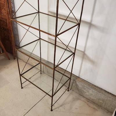 LOT 215: Vintage Metal Etagere with Glass Shelves