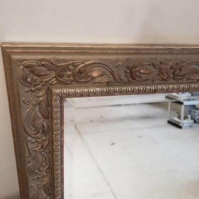 LOT 216: Vintage Rattan Wicker Table with Magazine Rack & Silver Tone Mirror