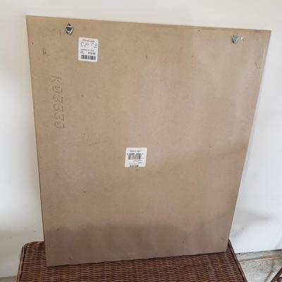 LOT 216: Vintage Rattan Wicker Table with Magazine Rack & Silver Tone Mirror