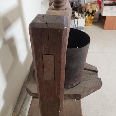 LOT 228: Antique Wooden Cheese Press/Fruit Press for Wine