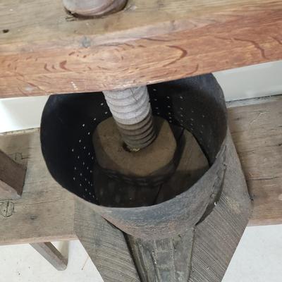 LOT 228: Antique Wooden Cheese Press/Fruit Press for Wine