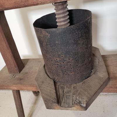 LOT 228: Antique Wooden Cheese Press/Fruit Press for Wine