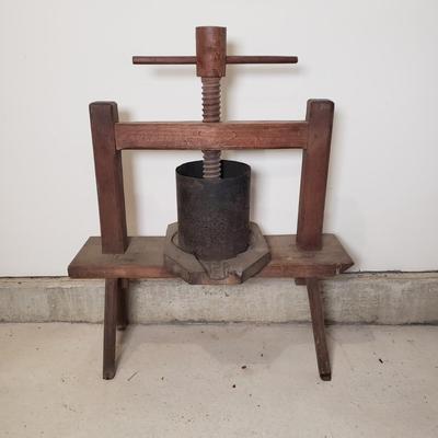 LOT 228: Antique Wooden Cheese Press/Fruit Press for Wine
