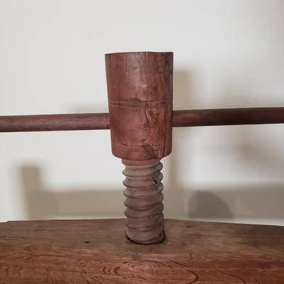 LOT 228: Antique Wooden Cheese Press/Fruit Press for Wine
