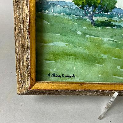 K470 Original Watercolor Country Landscape Signed Lower Left Corner