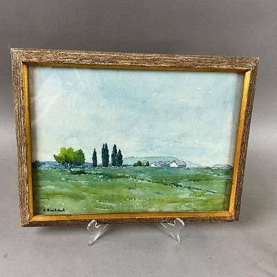 K470 Original Watercolor Country Landscape Signed Lower Left Corner