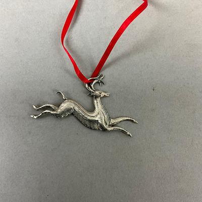 K492 Hand & Hammer Leaping Stag Sterling Ornament
