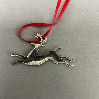 K492 Hand & Hammer Leaping Stag Sterling Ornament