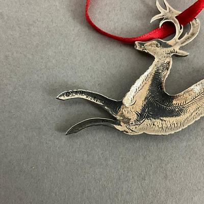 K492 Hand & Hammer Leaping Stag Sterling Ornament