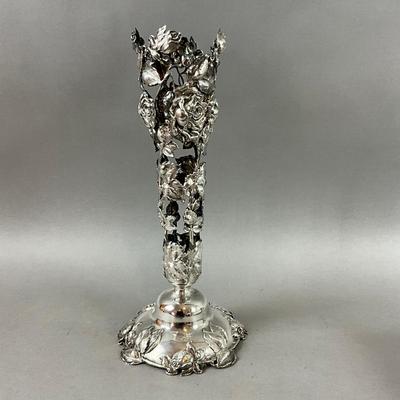 K494 Antique Bailey Banks & Biddle Sterling Floral Vase