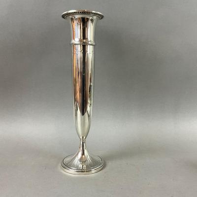 K495 Art Deco Sterling Trumpet Vase
