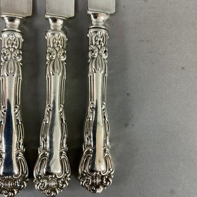 K602 Set Of Six Stieff/Kirk ‘Angelo’ Sterling Handle Dinner Knives