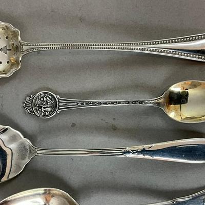 K610 Antique Sterling Silver Flatware Of Various Spoons
