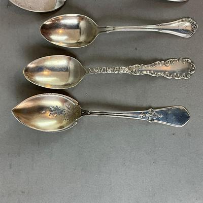 K610 Antique Sterling Silver Flatware Of Various Spoons