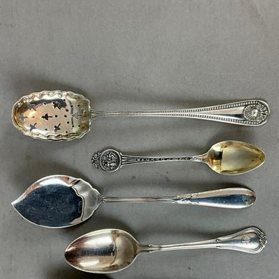 K610 Antique Sterling Silver Flatware Of Various Spoons