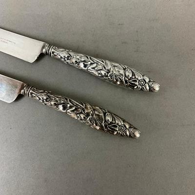 K611 Pair Of Sterling Silver Gorham Eglantine Cheese Knives