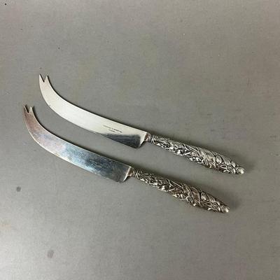 K611 Pair Of Sterling Silver Gorham Eglantine Cheese Knives