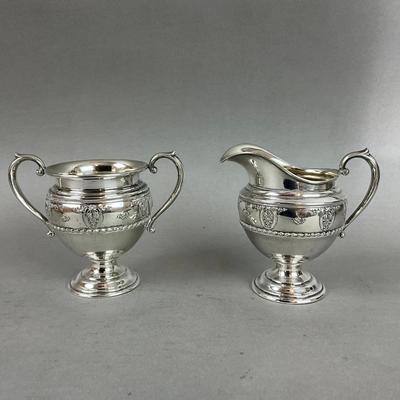 K615 Wallace Sterling Silver Pedestal Cream & Sugar